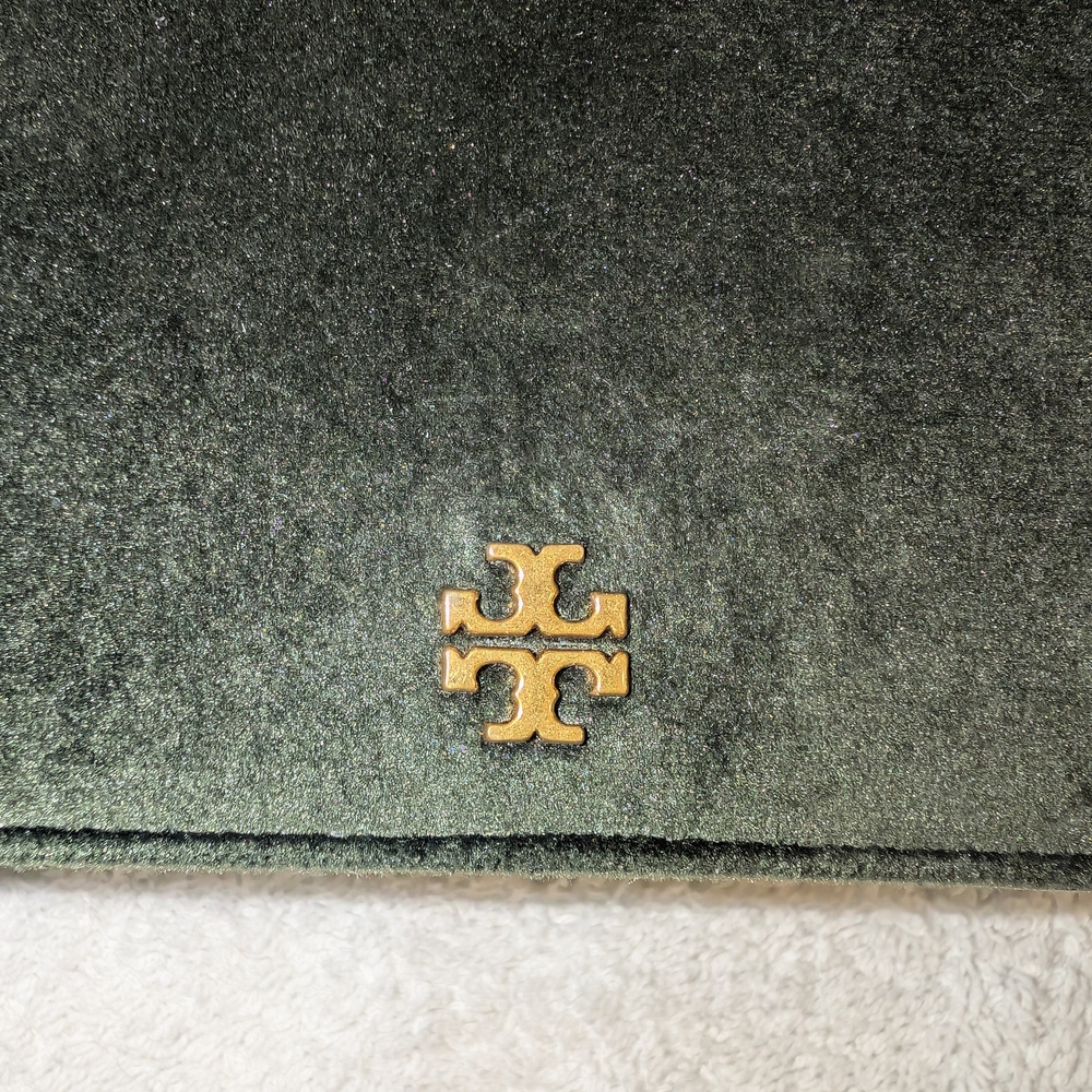 Tory Burch Banana Leaf Green Velvet Bag and Green Velvet Sandals - Picture 3 of 15